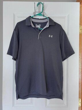 Under Armour Loose HeatGear Polo Golf Shirt Black L Men's Short Sleeve Collared